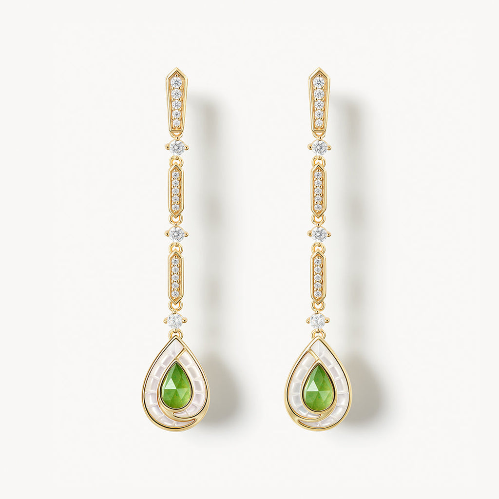 Aventurine Waterdrop Chain Earrings