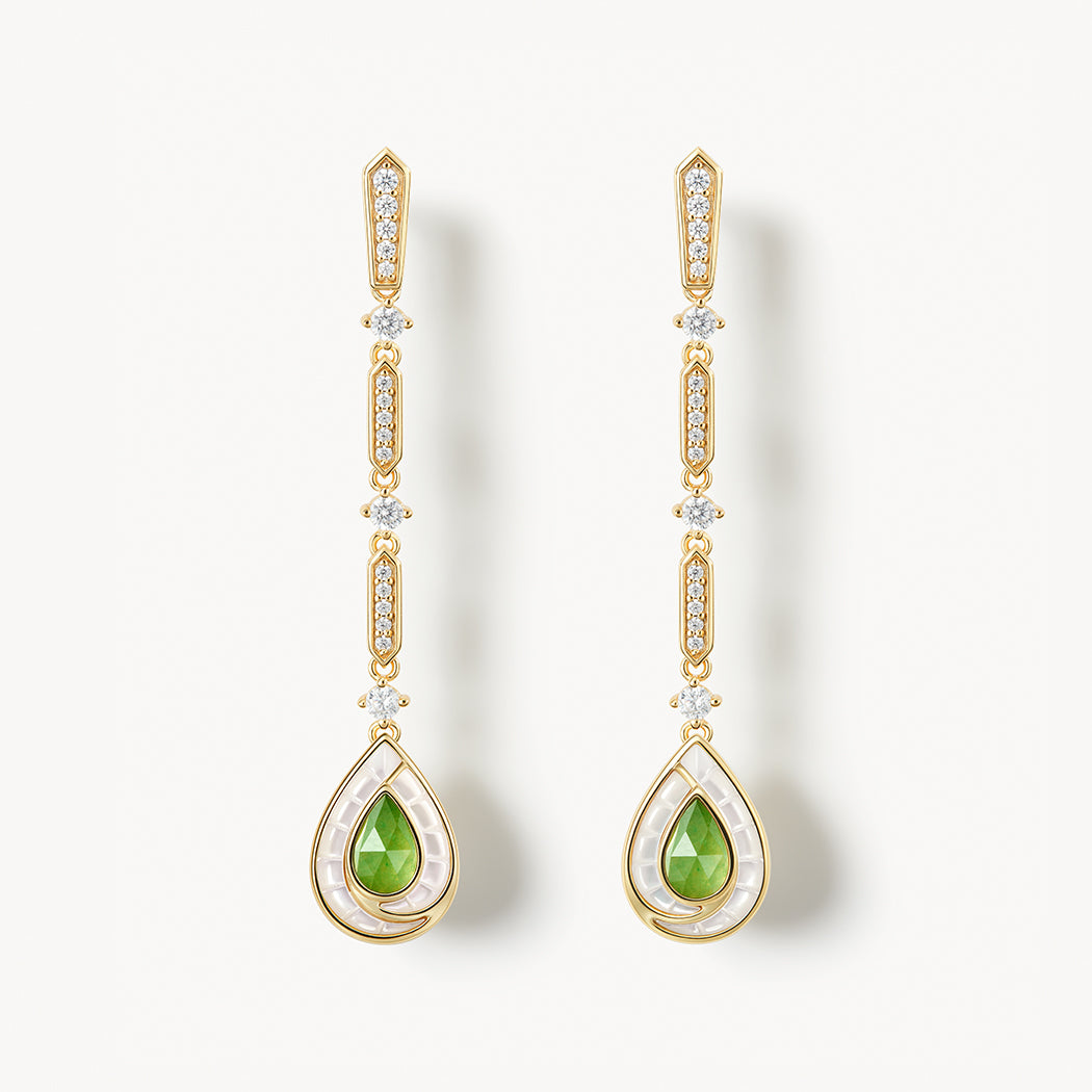 Aventurine Waterdrop Chain Earrings