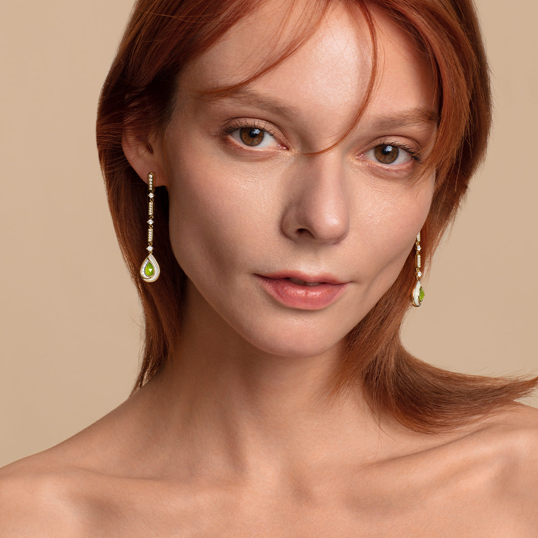 Aventurine Waterdrop Chain Earrings