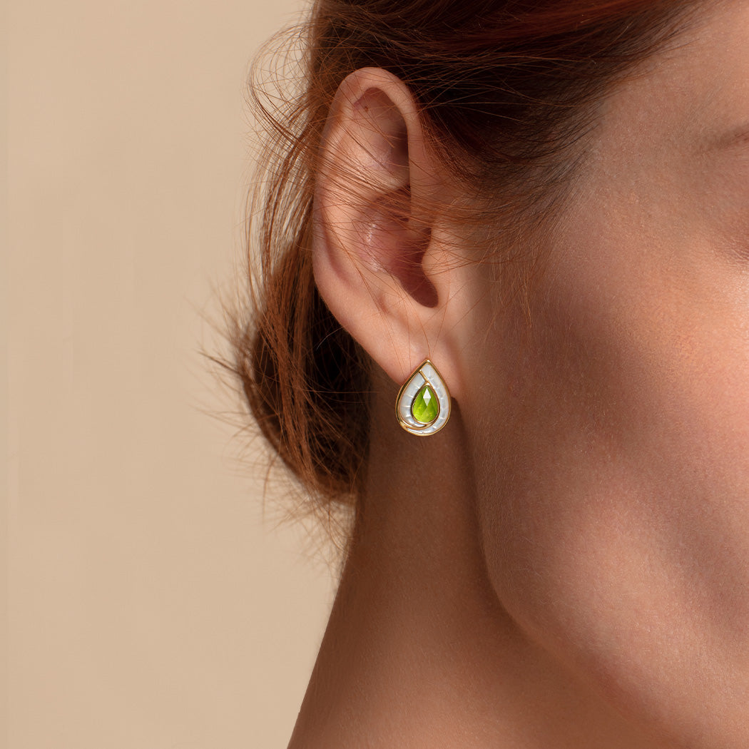 Aventurine Waterdrop Stud Earrings