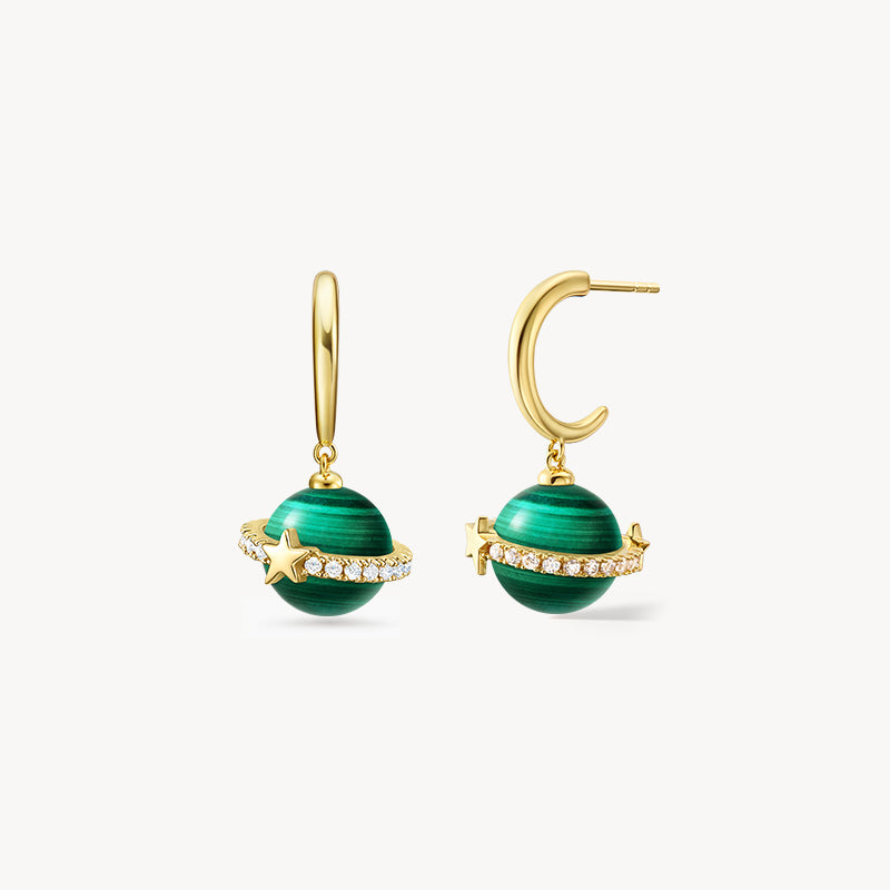 Heliocentric Malachite Earrings