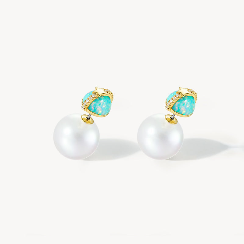 Heliocentric Pearl Opal Earrings
