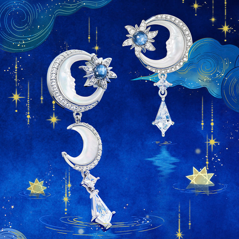Astrology Moon Mother of Pearl Earrings