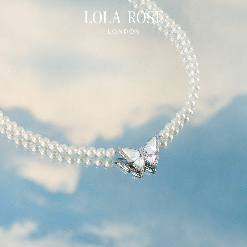Crystal Butterfly Freshwater Pearl Necklace