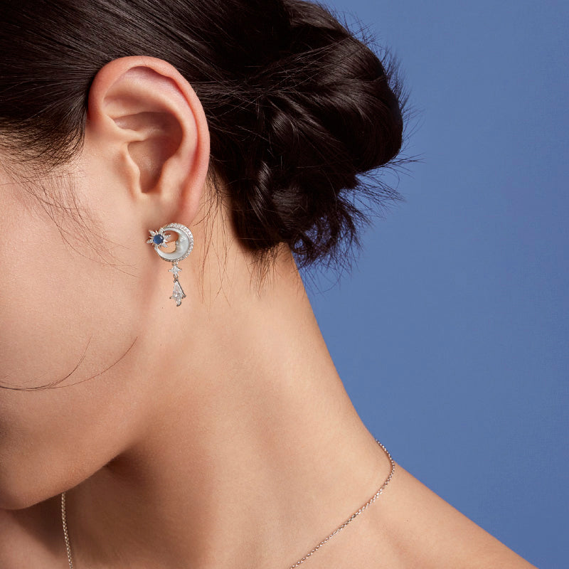 Astrology Moon Mother of Pearl Earrings