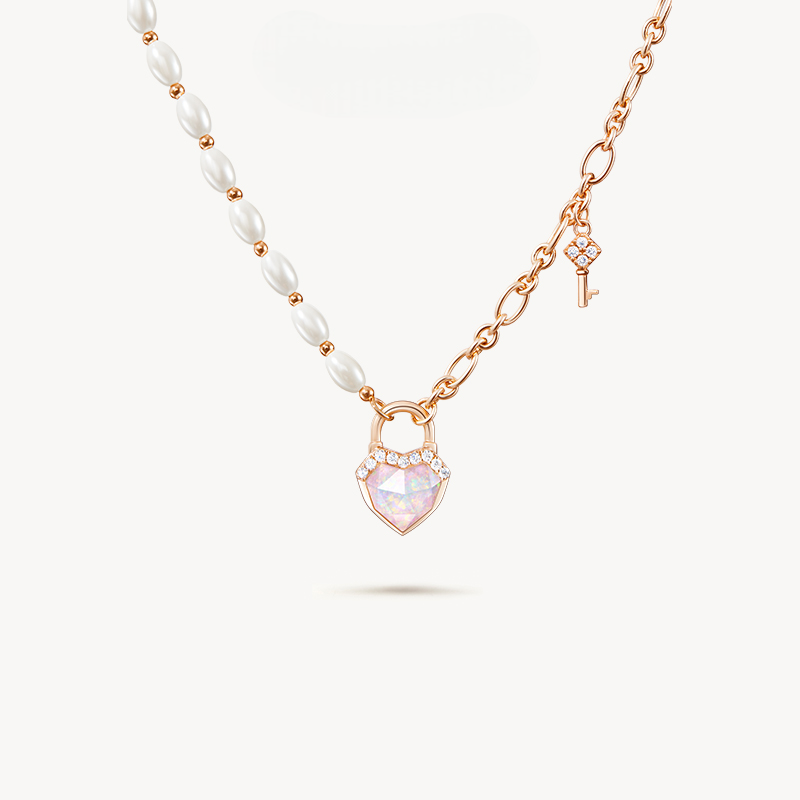 Heart Lock Artificial Pearl Necklace