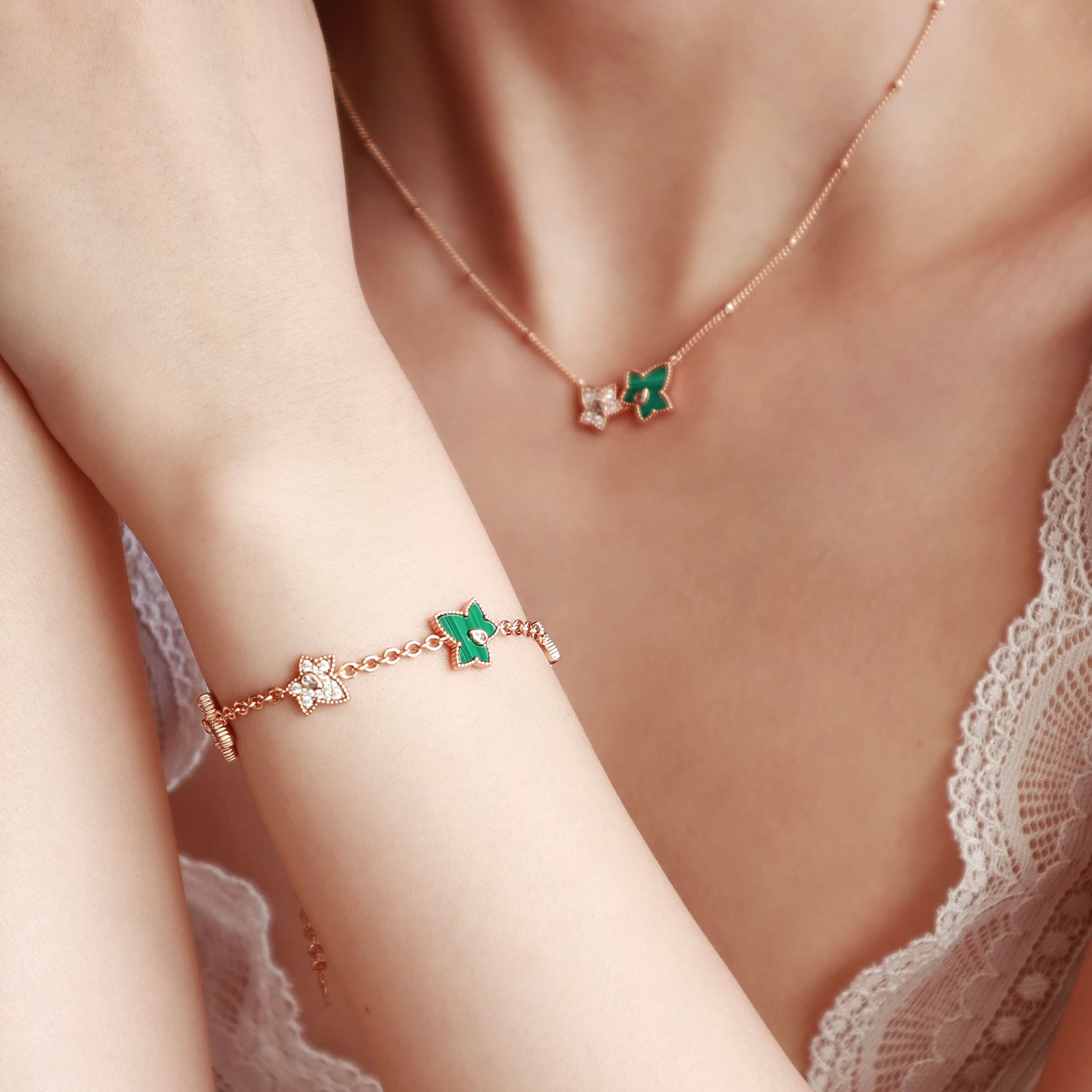 Malachite Bead Necklace & Bracelet Gift Set