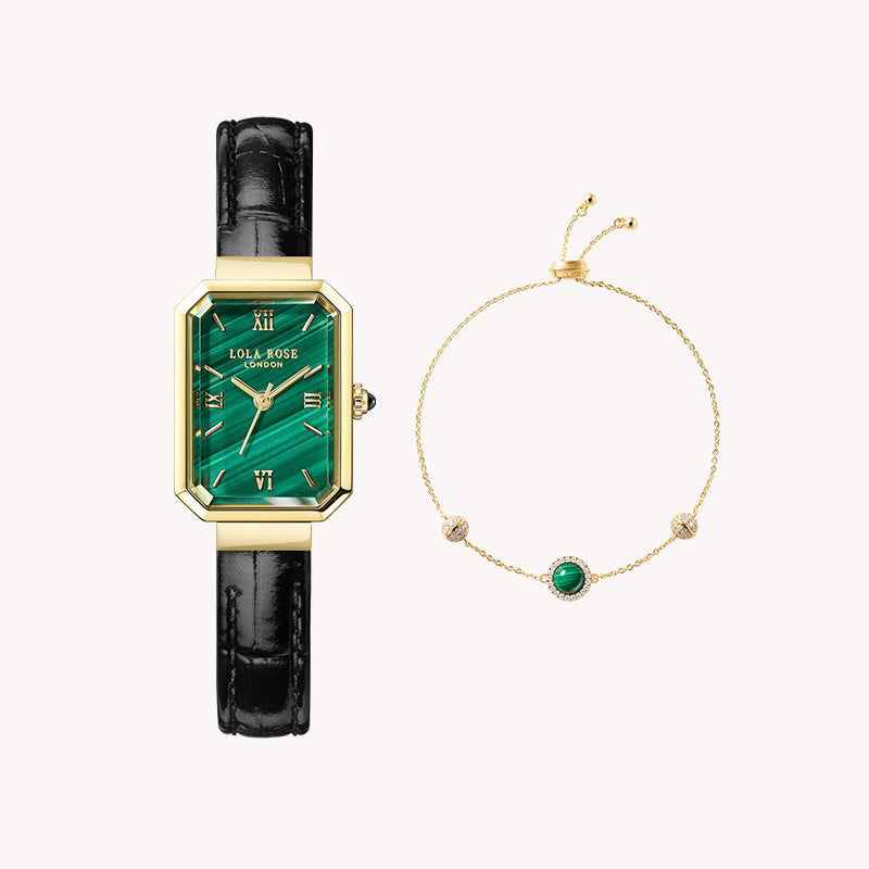Ms. Lola Malachite Watch & Bracelet Gift Set