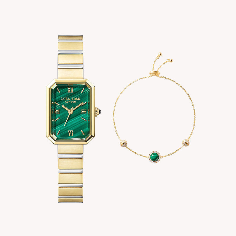Ms. Lola Malachite Watch & Bracelet Gift Set