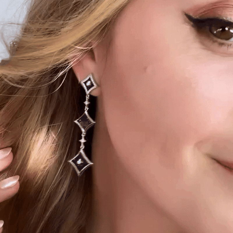 Blue Sandstone Chain Earrings