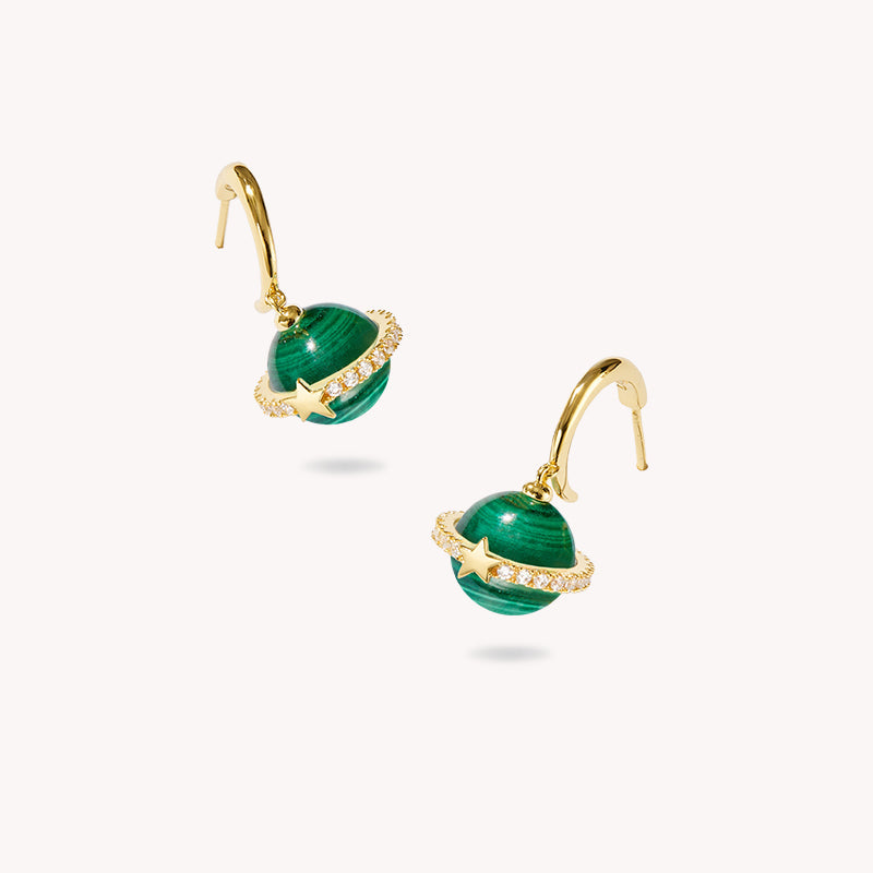 Heliocentric Malachite Earrings